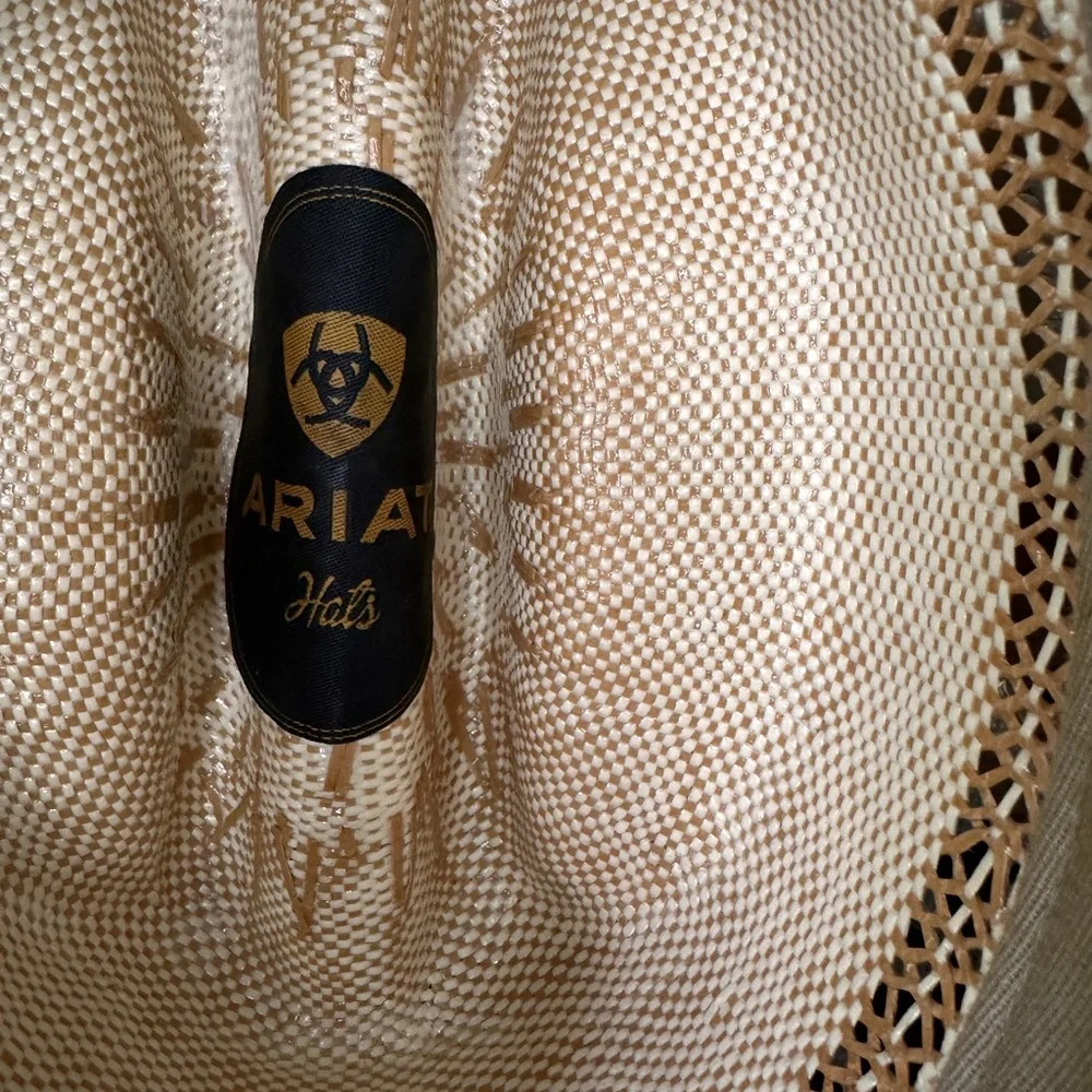 Ariat Bangora Straw Cowboy Hat Vented Cattleman Crease Western Mens 3 Eyelets